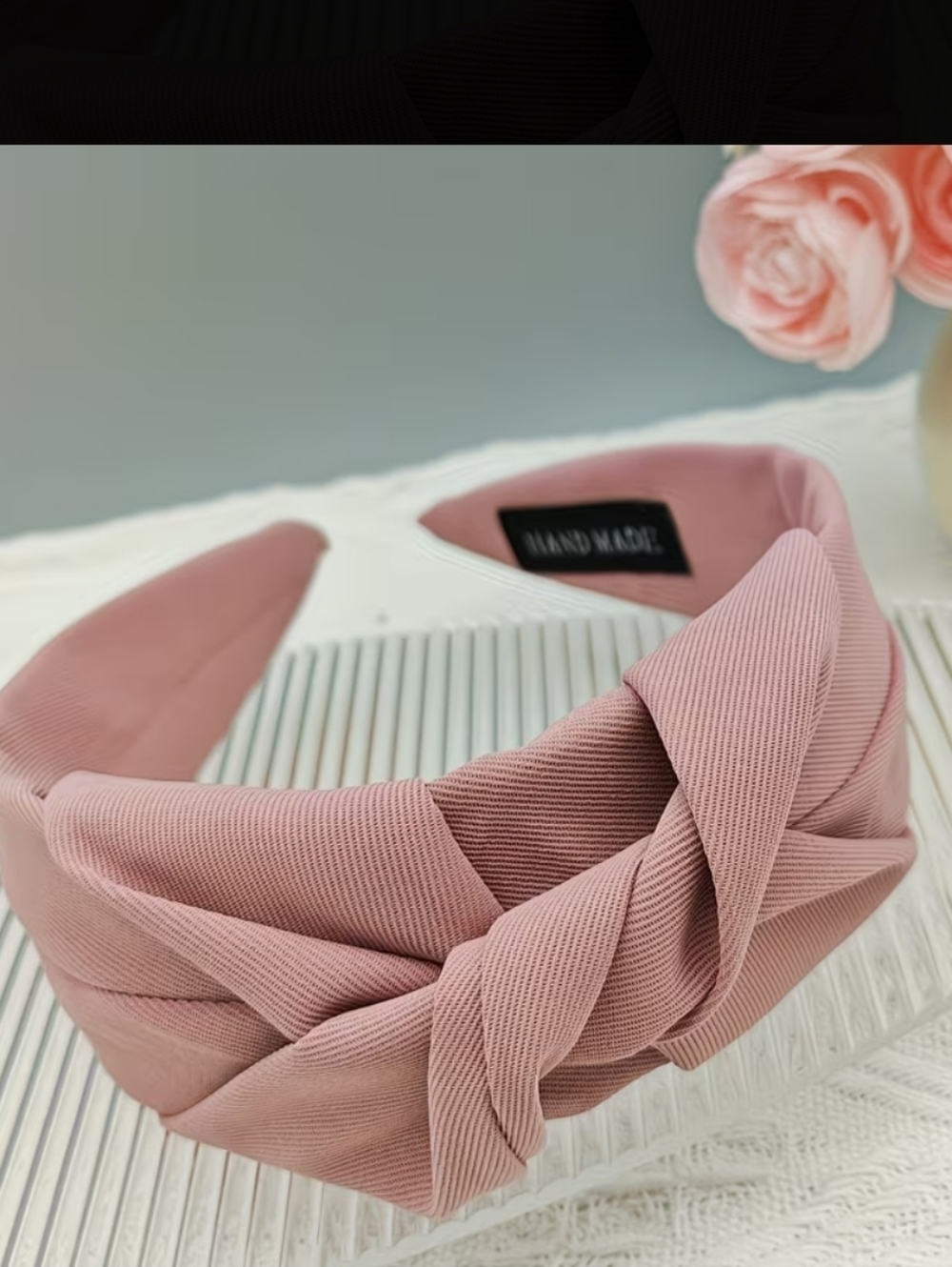 Hand Made Mauve Pink Wide Knot Headband